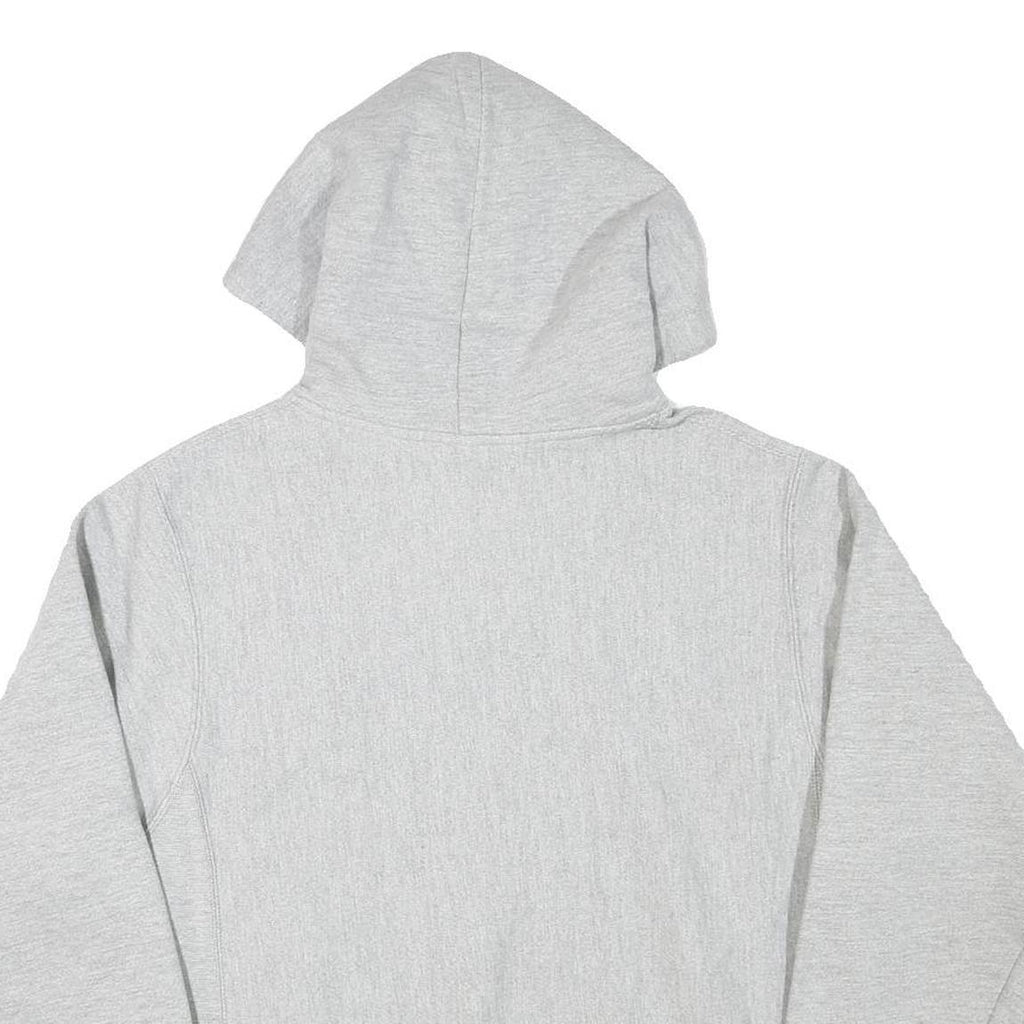 CHAMPION Mens Grey Pullover Hoodie S Classic Script Logo Cotton Blend Casual