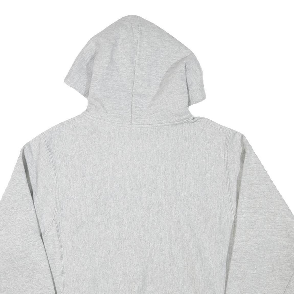 CHAMPION Mens Grey Pullover Hoodie S Classic Script Logo Cotton Blend Casual