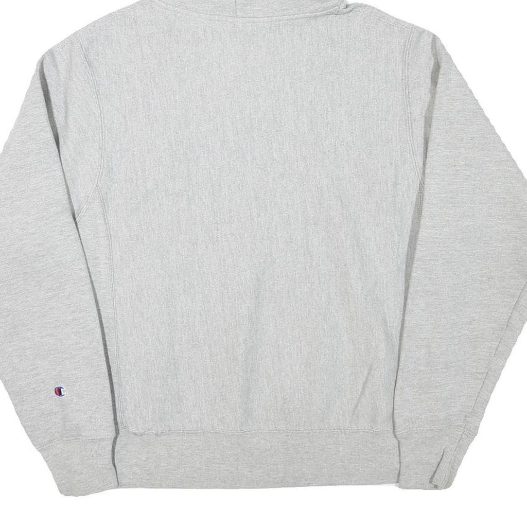 CHAMPION Mens Grey Pullover Hoodie S Classic Script Logo Cotton Blend Casual