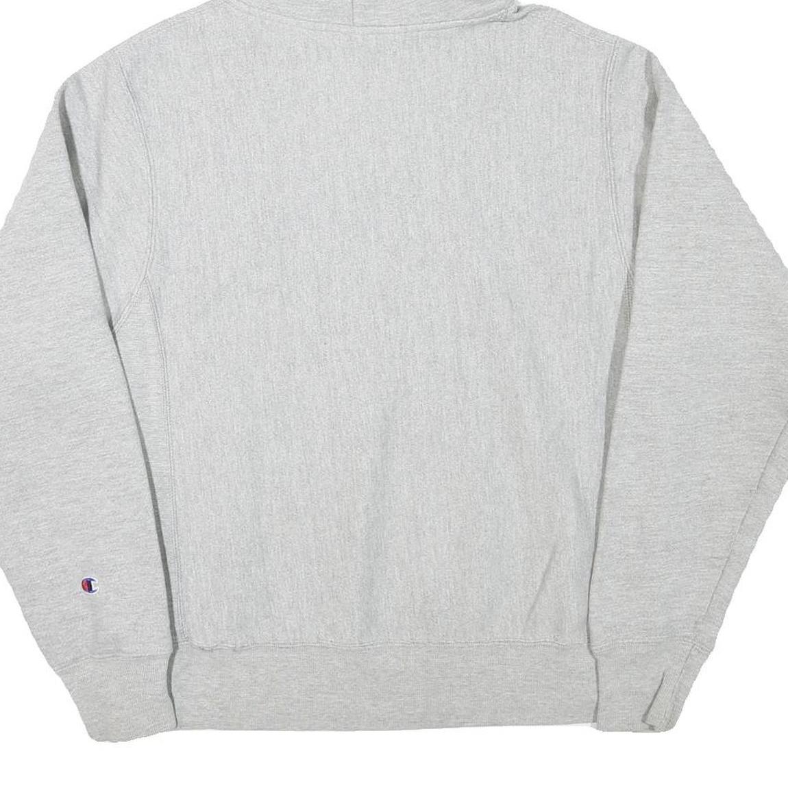 CHAMPION Mens Grey Pullover Hoodie S Classic Script Logo Cotton Blend Casual