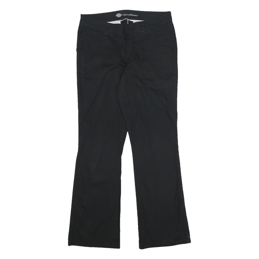 DICKIES Womens Black Cotton Blend Slim Straight Trousers W34 L33 Workwear