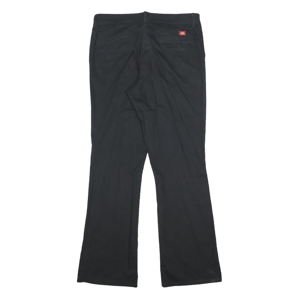 DICKIES Womens Black Cotton Blend Slim Straight Trousers W34 L33 Workwear