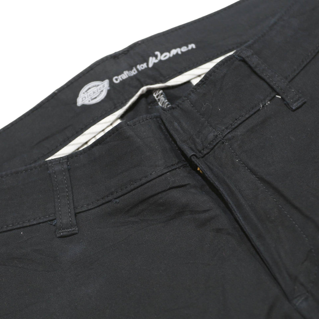 DICKIES Womens Black Cotton Blend Slim Straight Trousers W34 L33 Workwear