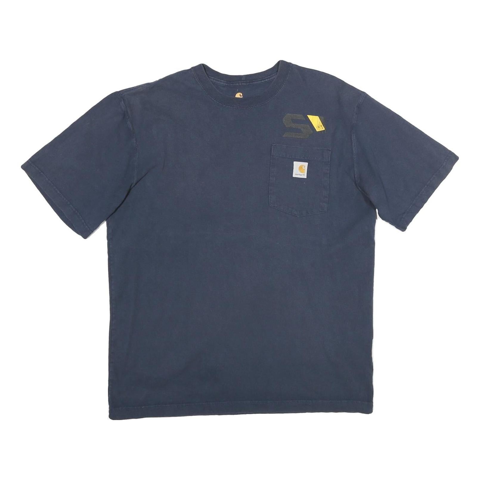 CARHARTT Mens Navy Blue Pocket T-Shirt M Short Sleeve Crew Neck Workwear Casual