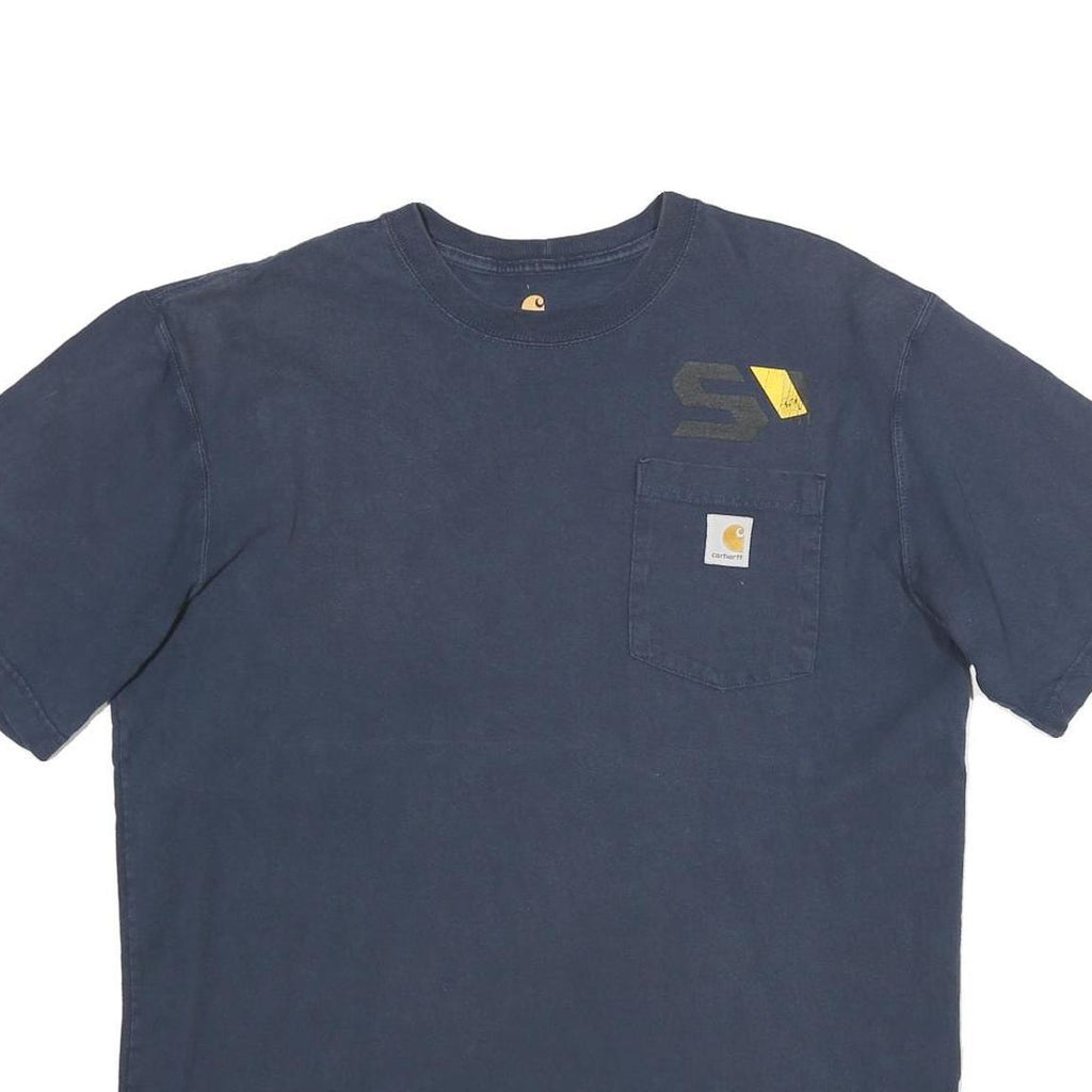 CARHARTT Mens Navy Blue Pocket T-Shirt M Short Sleeve Crew Neck Workwear Casual