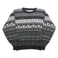 MICHAEL GERALD Womens Black Grey Patterned Jumper Crew Neck Basic Knit M Casual