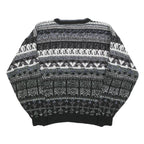 MICHAEL GERALD Womens Black Grey Patterned Jumper Crew Neck Basic Knit M Casual