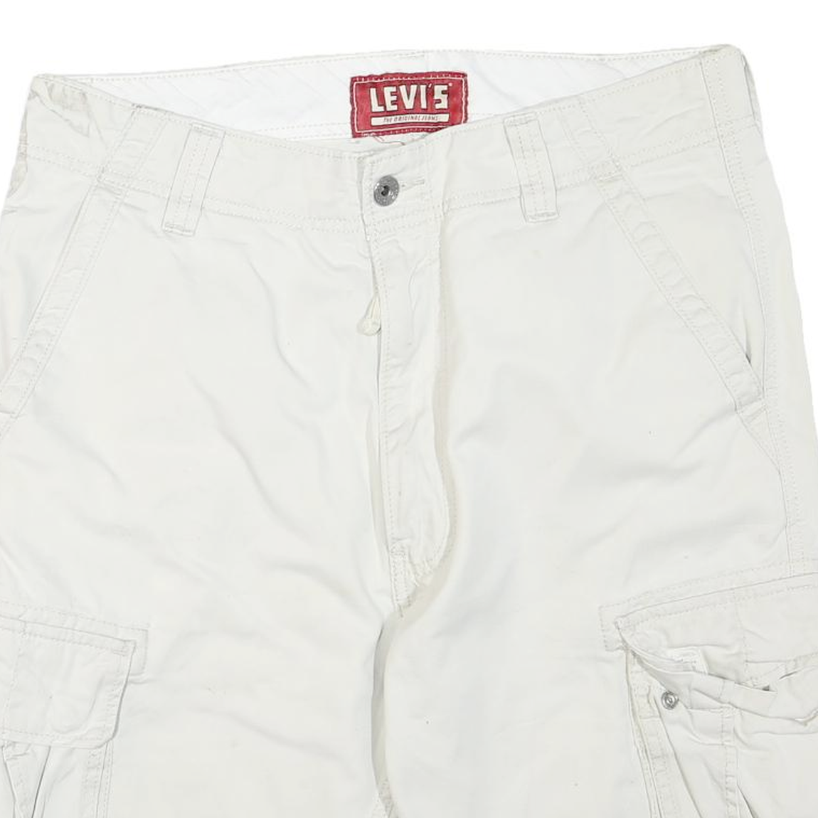 LEVIS Mens White Casual Cargo Shorts M W34 Cotton Blend Comfortable Fit