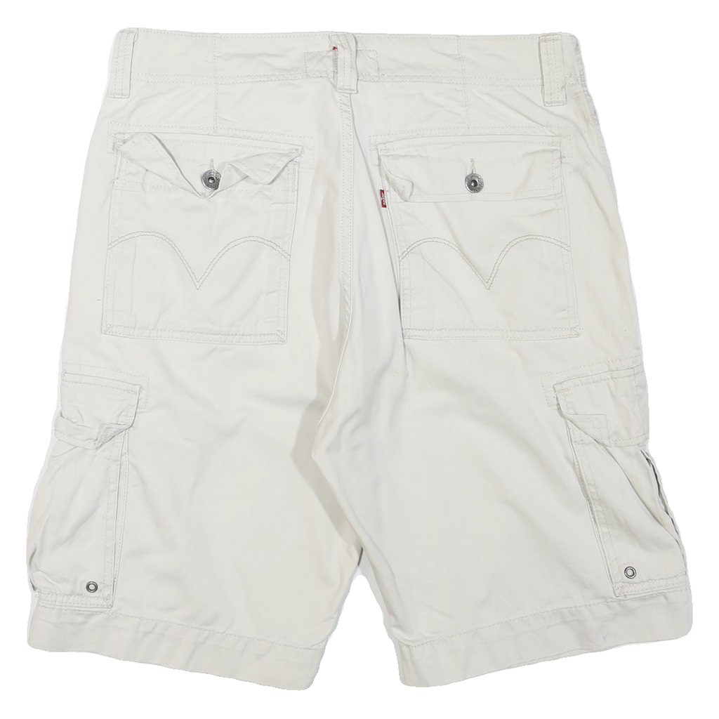 LEVIS Mens White Casual Cargo Shorts M W34 Cotton Blend Comfortable Fit