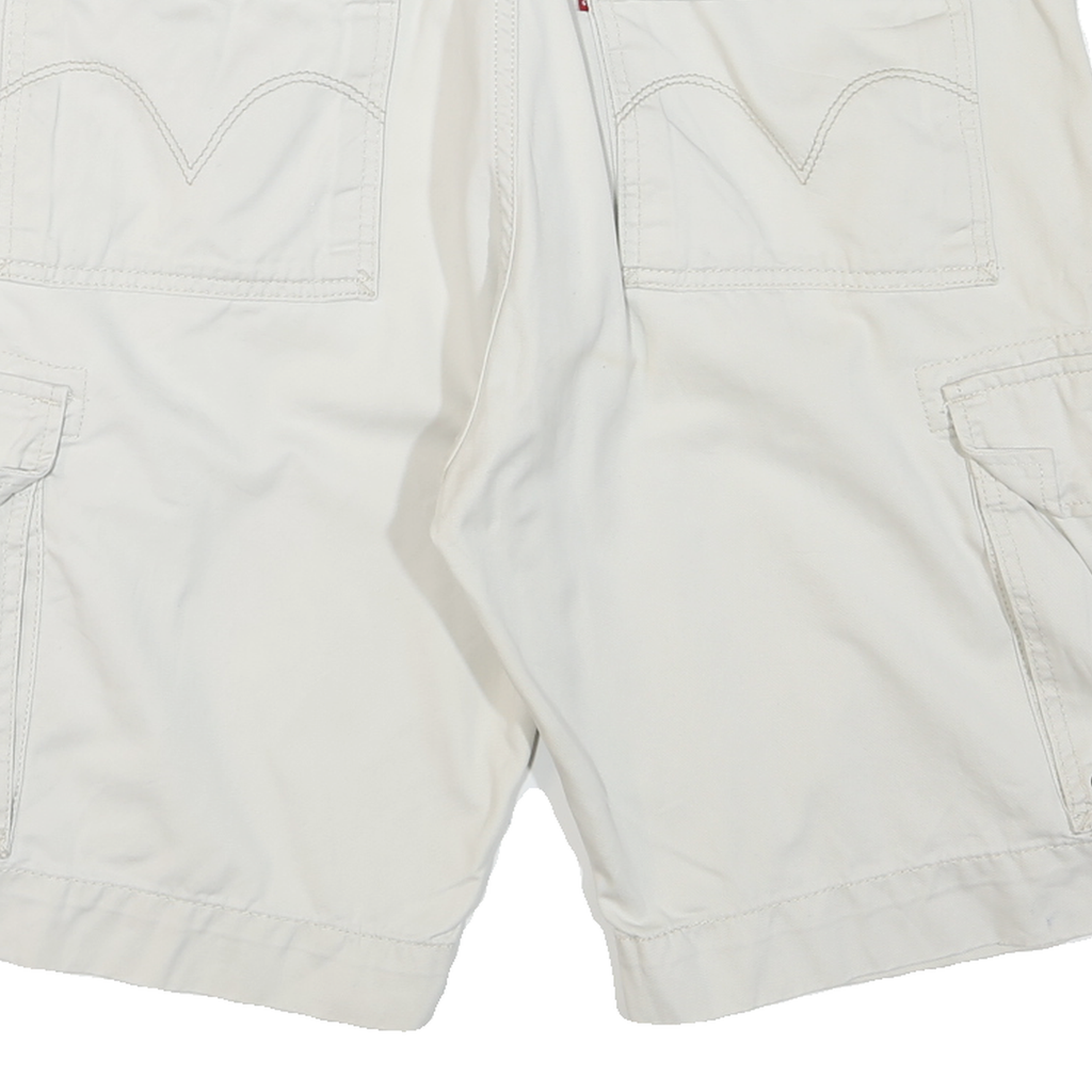 LEVIS Mens White Casual Cargo Shorts M W34 Cotton Blend Comfortable Fit