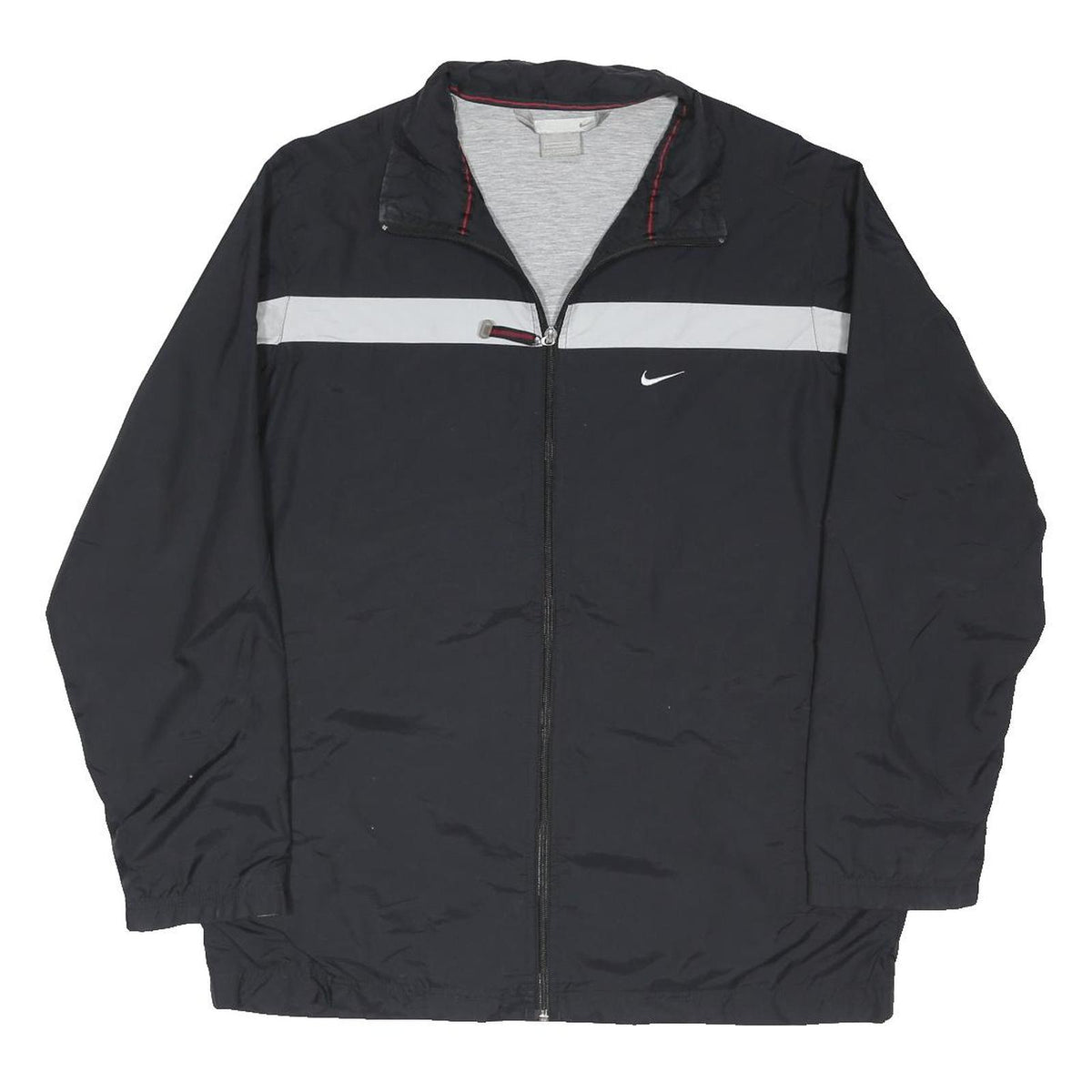 NIKE Mens Black & Grey Zip Jacket M Polyester Blend Sportswear Casual