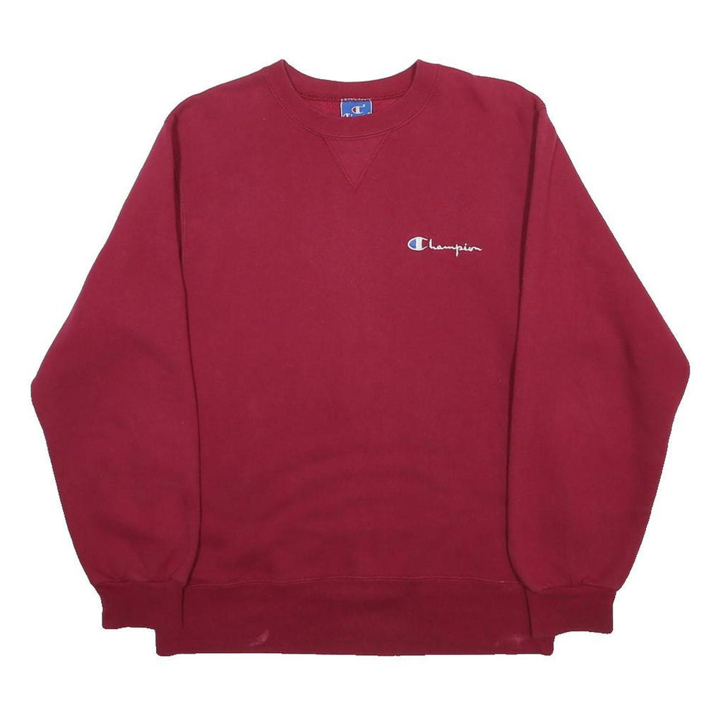 CHAMPION Womens Maroon Sweatshirt Crew Neck M Cotton Blend Logo Jumper