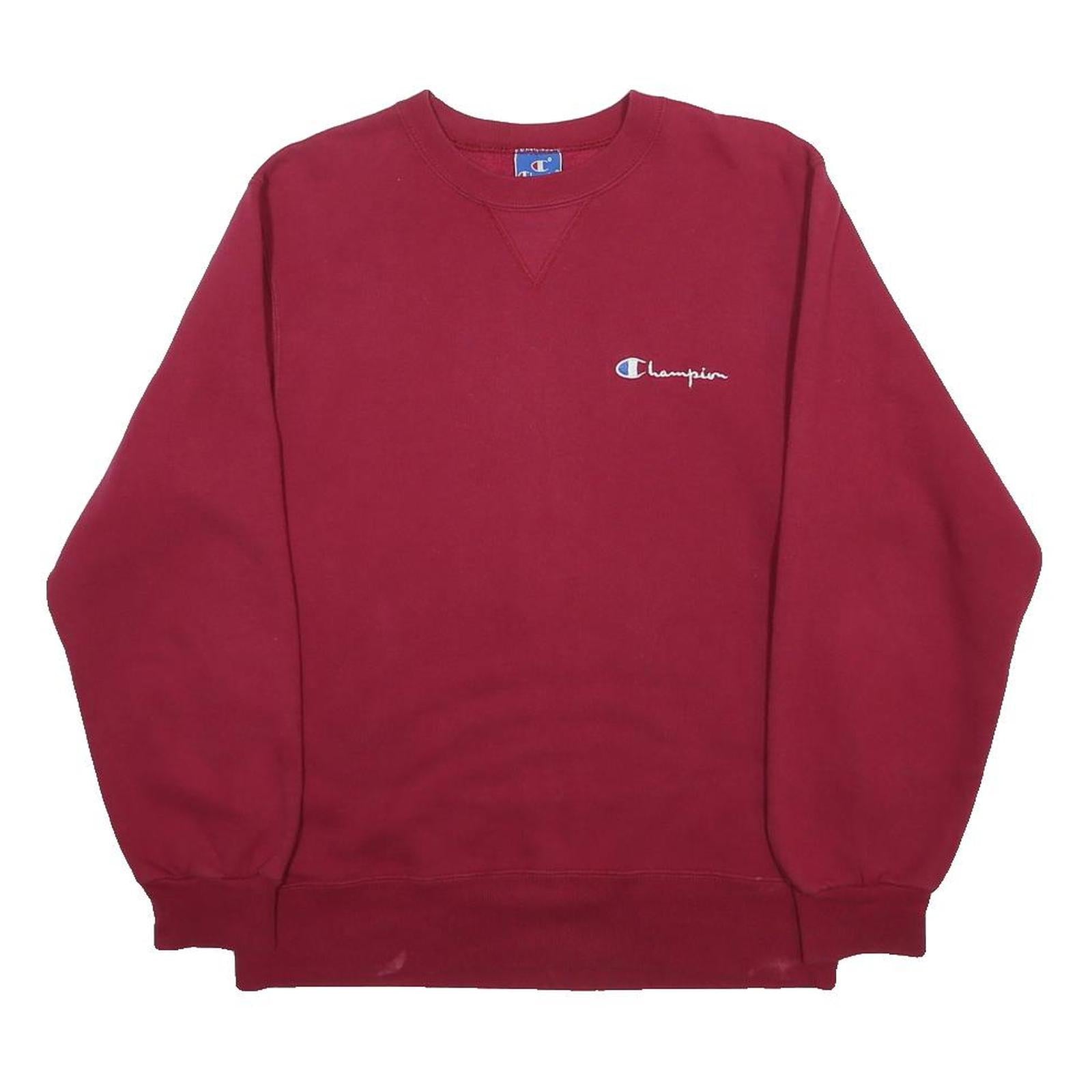 CHAMPION Womens Maroon Sweatshirt Crew Neck M Cotton Blend Logo Jumper
