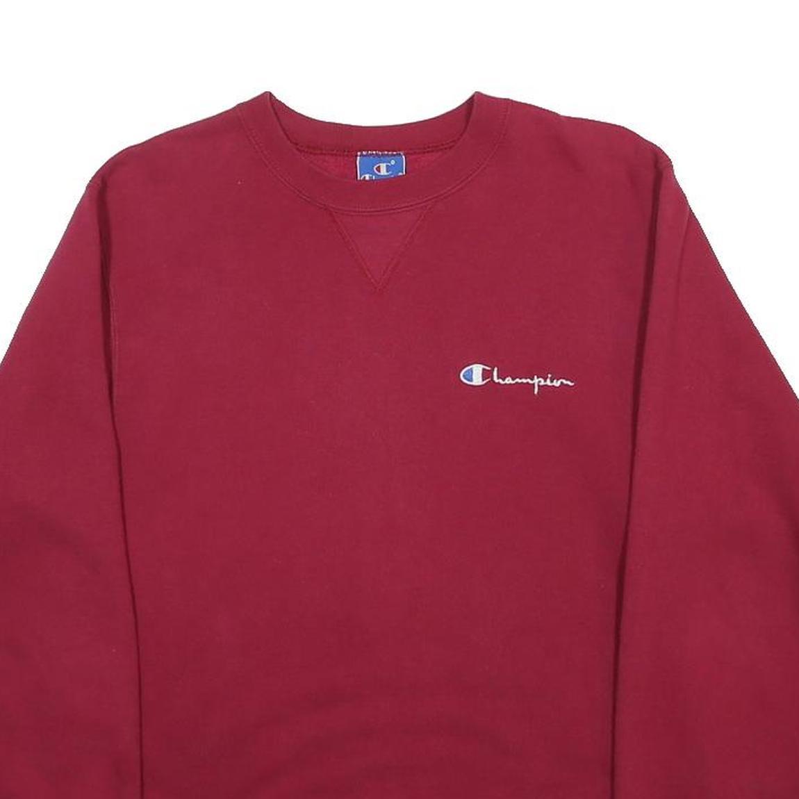 CHAMPION Womens Maroon Sweatshirt Crew Neck M Cotton Blend Logo Jumper