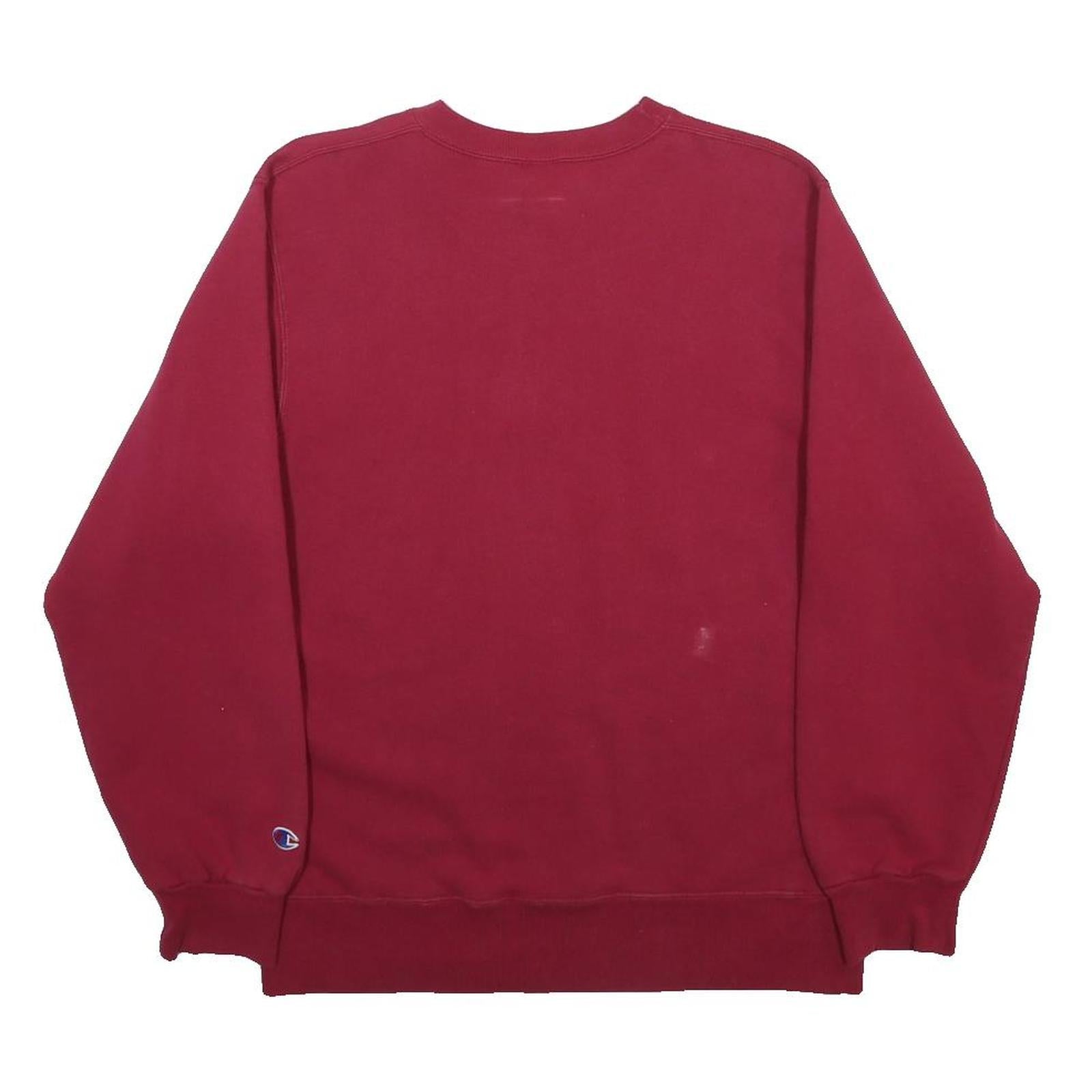 CHAMPION Womens Maroon Sweatshirt Crew Neck M Cotton Blend Logo Jumper