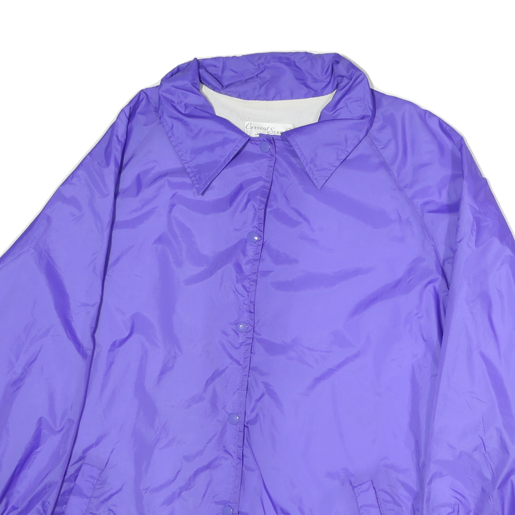 CURRENT SEEN Womens Purple Button Jacket M Polyester Plain Lightweight