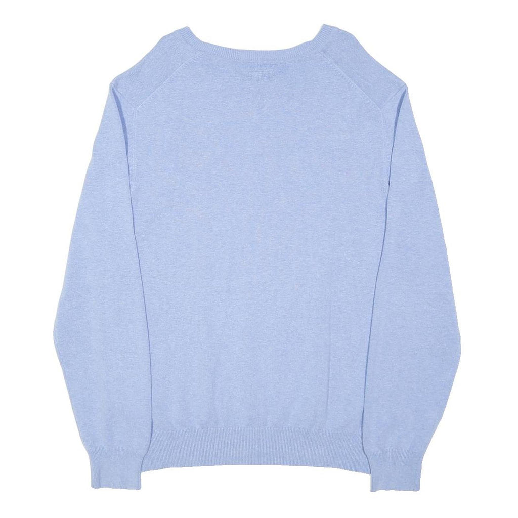 MCGREGOR Mens Blue Plain Cotton V-Neck Basic Knit Jumper L Casual Comfort