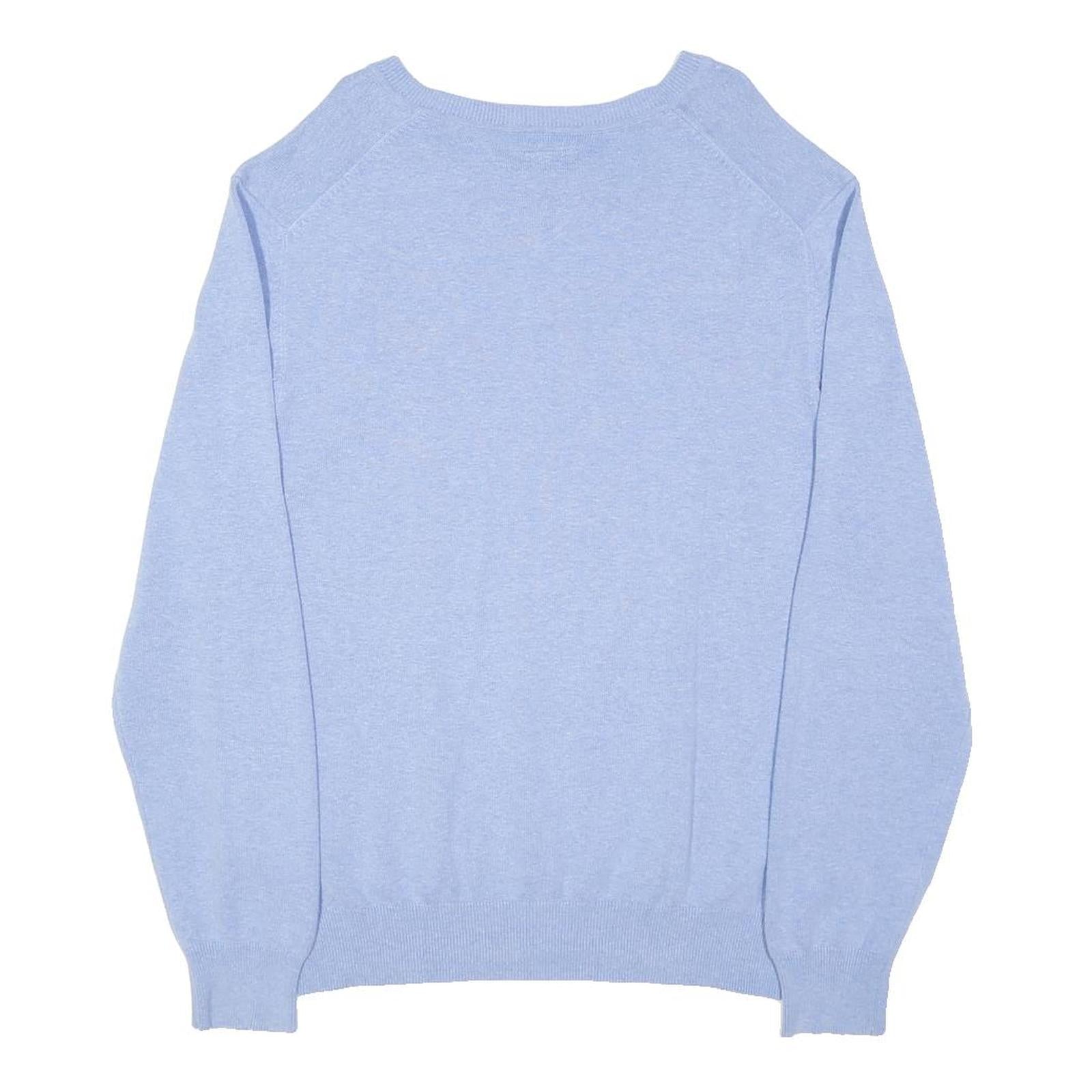 MCGREGOR Mens Blue Plain Cotton V-Neck Basic Knit Jumper L Casual Comfort