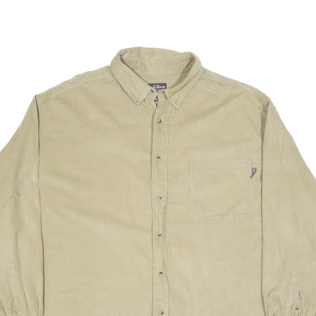 WOOLRICH Mens Beige Button-Down Corduroy Shirt 2XL Casual Cotton Blend Long