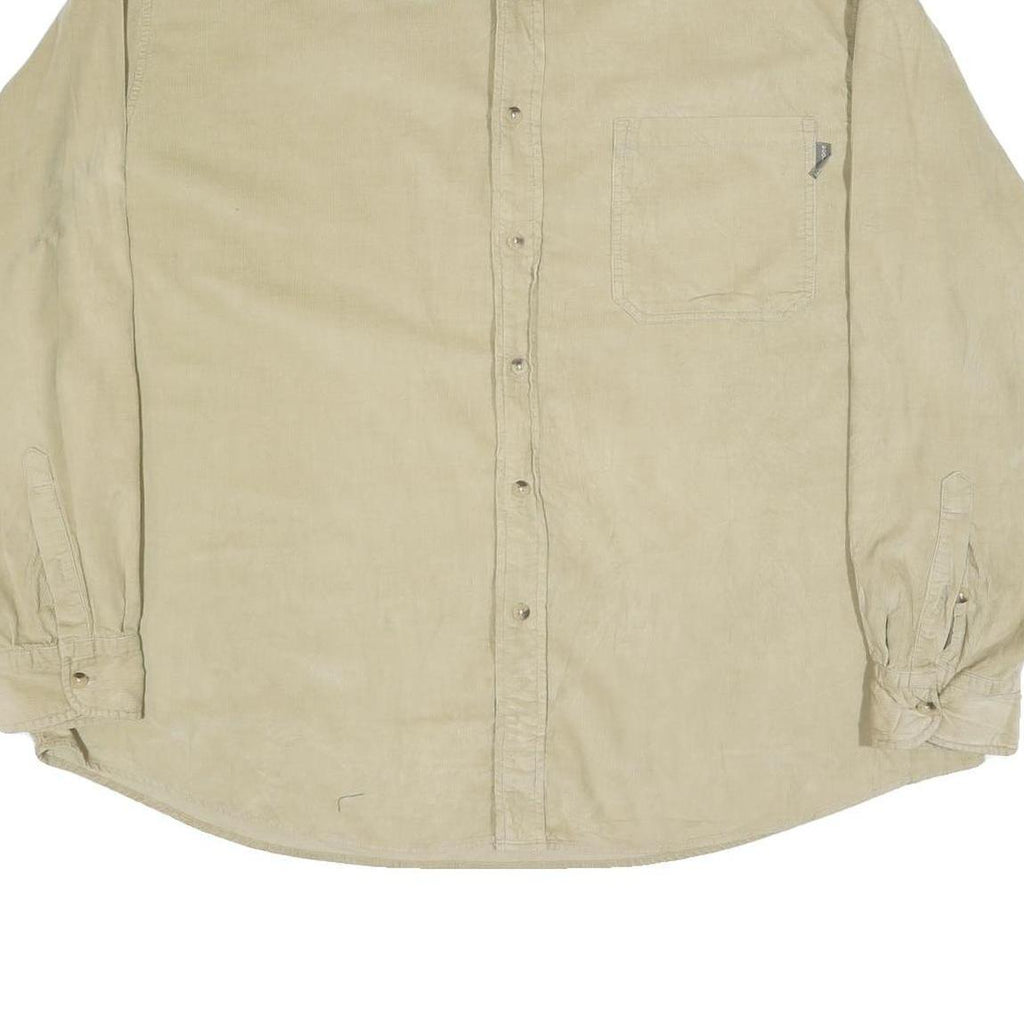 WOOLRICH Mens Beige Button-Down Corduroy Shirt 2XL Casual Cotton Blend Long