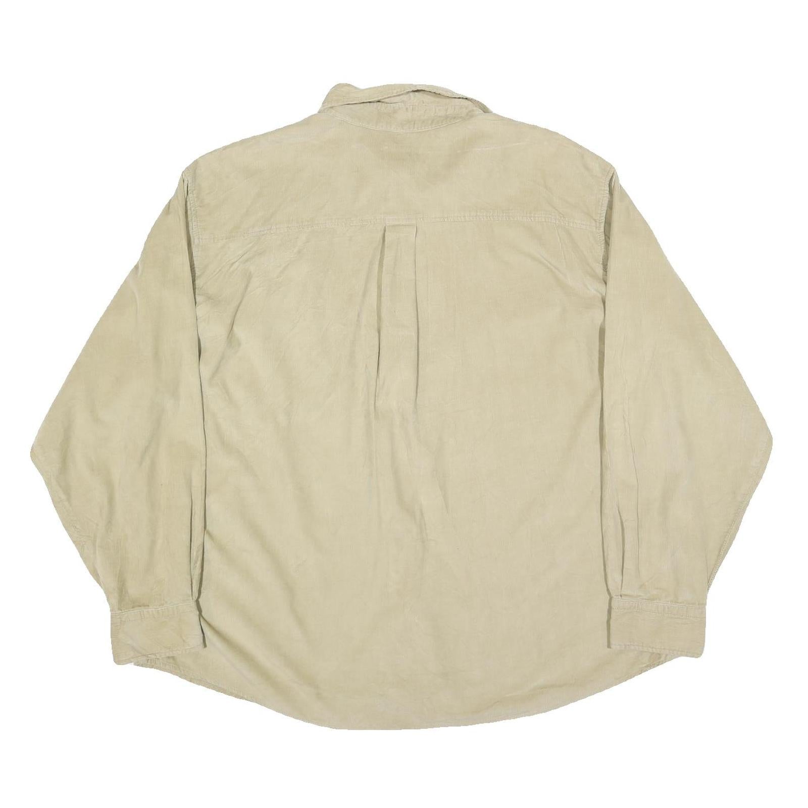 WOOLRICH Mens Beige Button-Down Corduroy Shirt 2XL Casual Cotton Blend Long