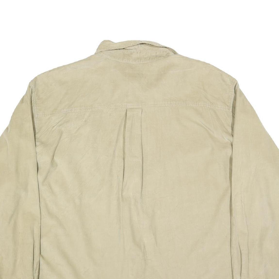 WOOLRICH Mens Beige Button-Down Corduroy Shirt 2XL Casual Cotton Blend Long