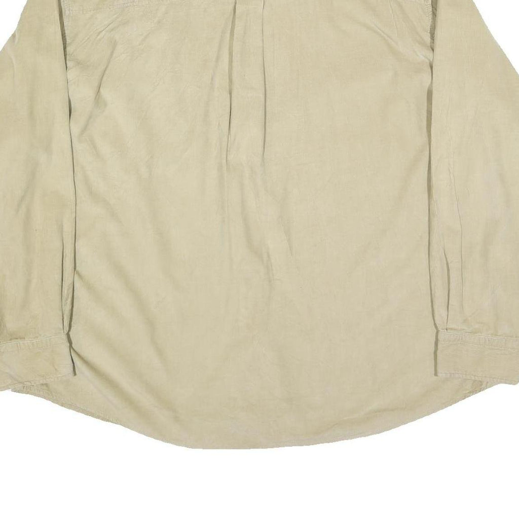 WOOLRICH Mens Beige Button-Down Corduroy Shirt 2XL Casual Cotton Blend Long
