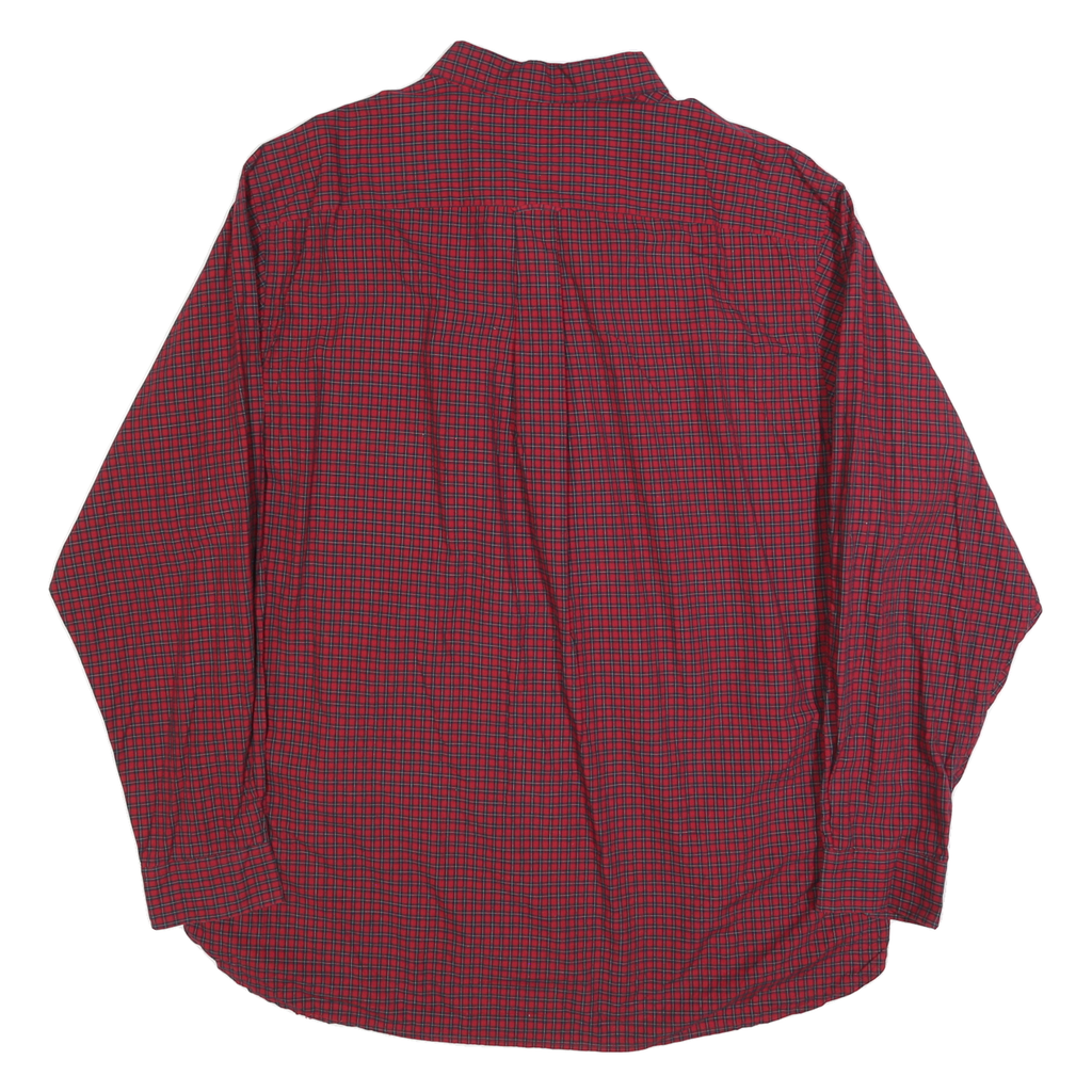 NAUTICA Mens Red & Navy Check Shirt 2XL Classic Button Down Long Sleeve Casual