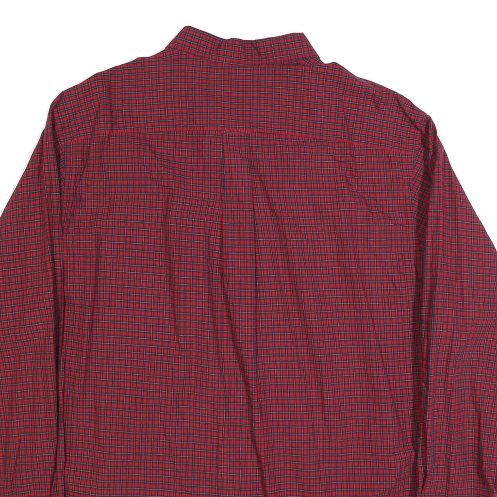 NAUTICA Mens Red & Navy Check Shirt 2XL Classic Button Down Long Sleeve Casual