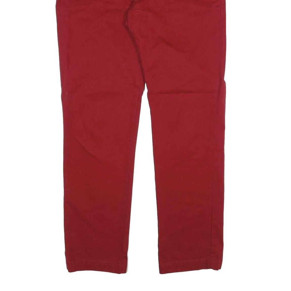 TED BAKER Mens Cotton Red Regular Straight Trousers W34 L33 Stylish Comfortable