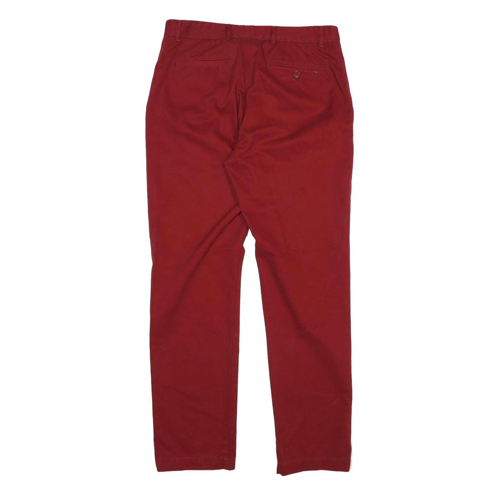 TED BAKER Mens Cotton Red Regular Straight Trousers W34 L33 Stylish Comfortable