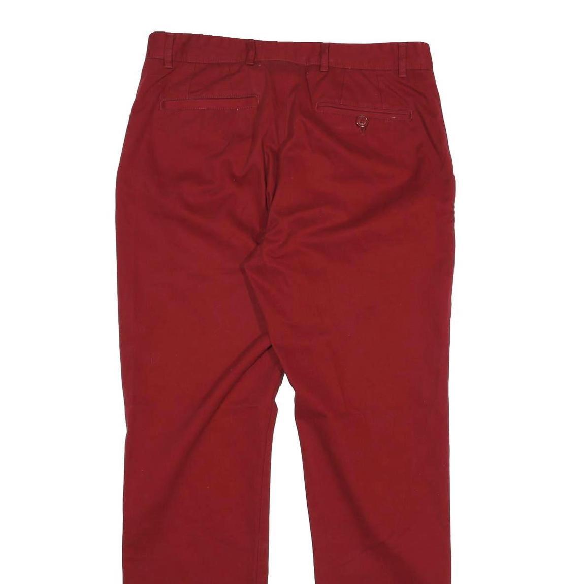 TED BAKER Mens Cotton Red Regular Straight Trousers W34 L33 Stylish Comfortable