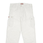 REPLAY Mens Nylon White Regular Cargo Trousers W32 L30 Button Closure