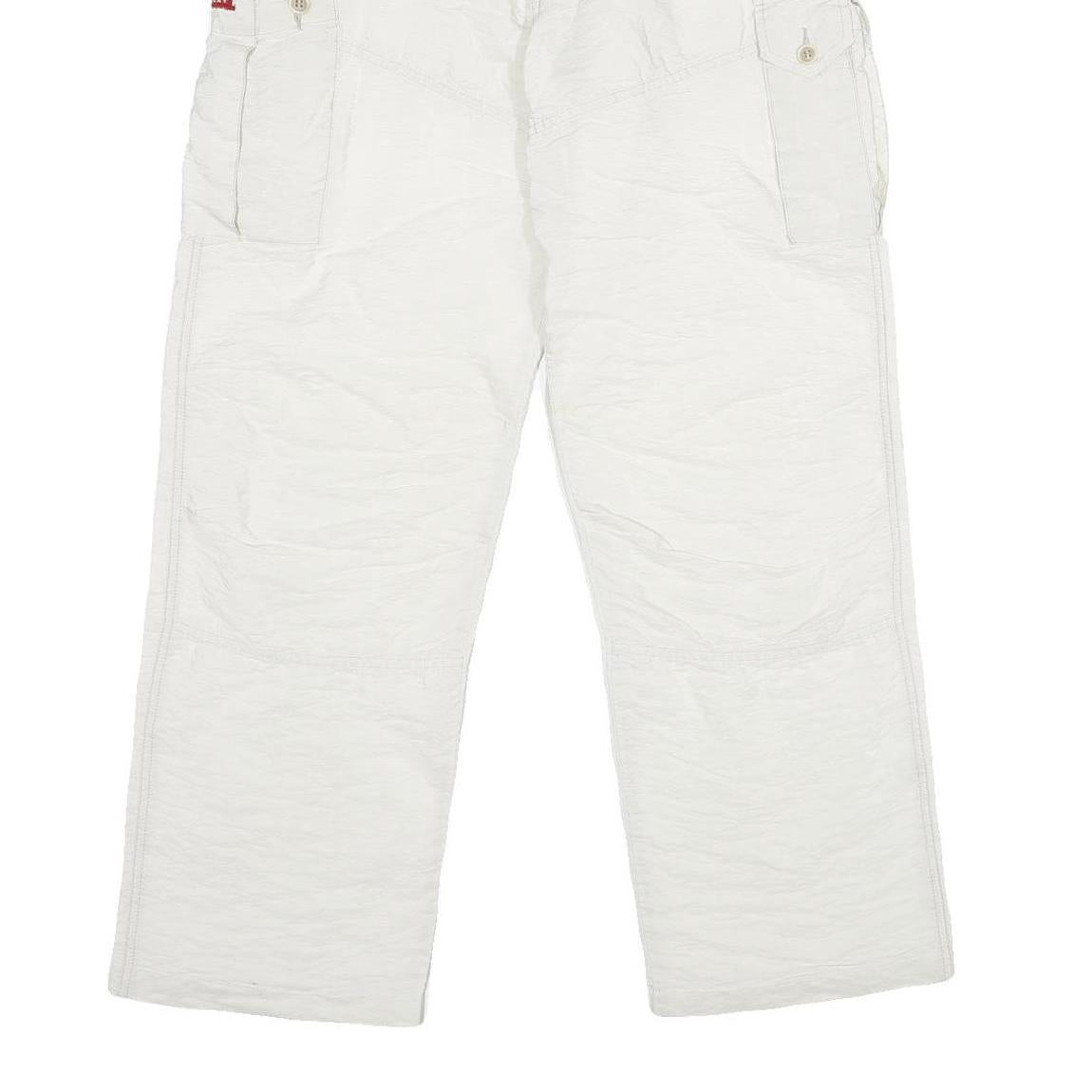 REPLAY Mens Nylon White Regular Cargo Trousers W32 L30 Button Closure