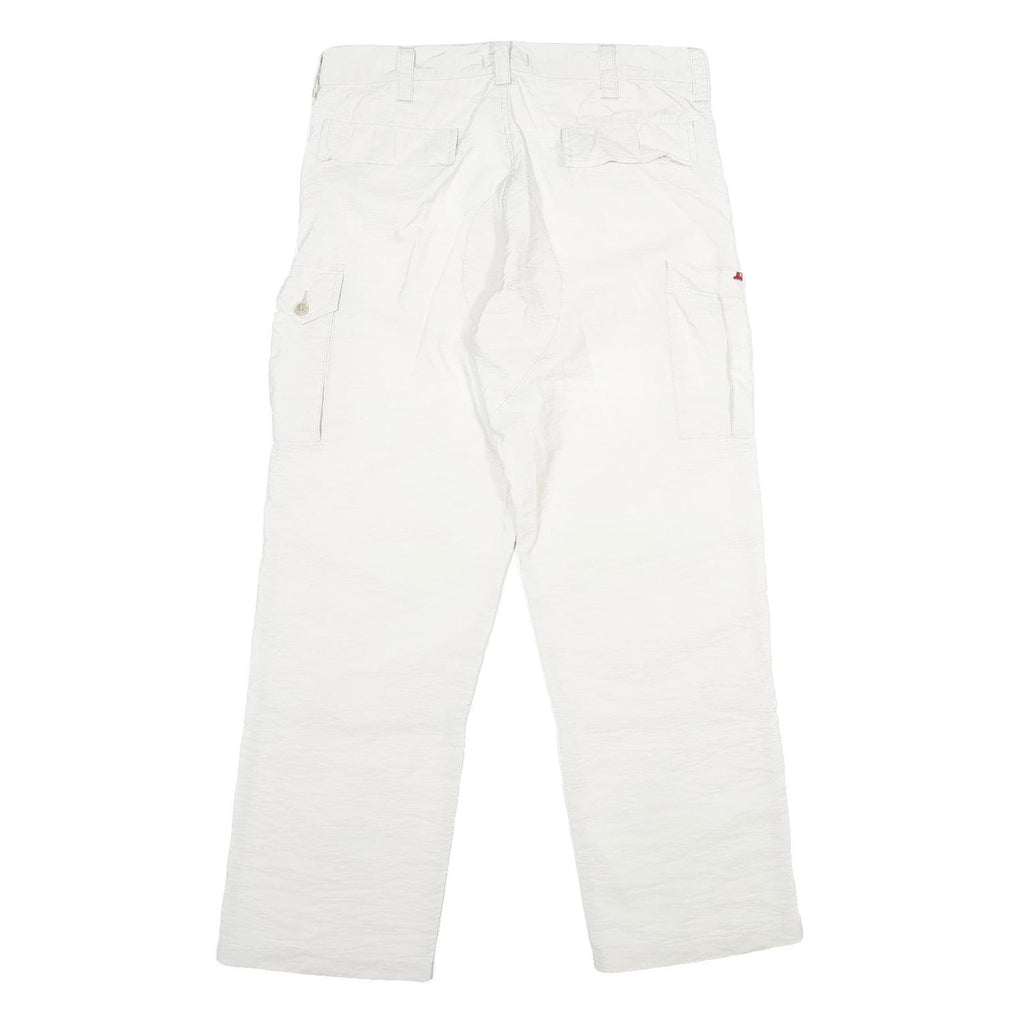 REPLAY Mens Nylon White Regular Cargo Trousers W32 L30 Button Closure