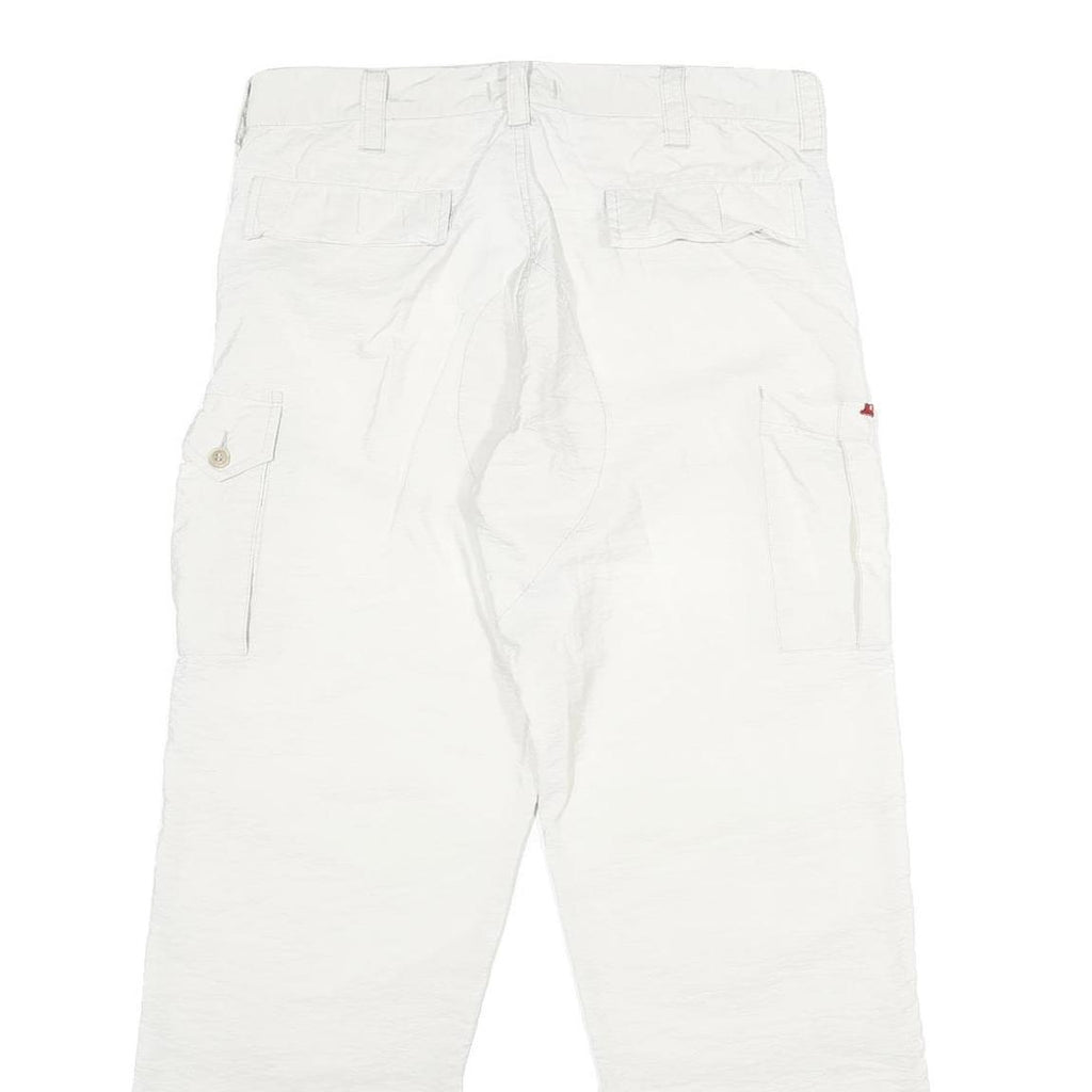REPLAY Mens Nylon White Regular Cargo Trousers W32 L30 Button Closure