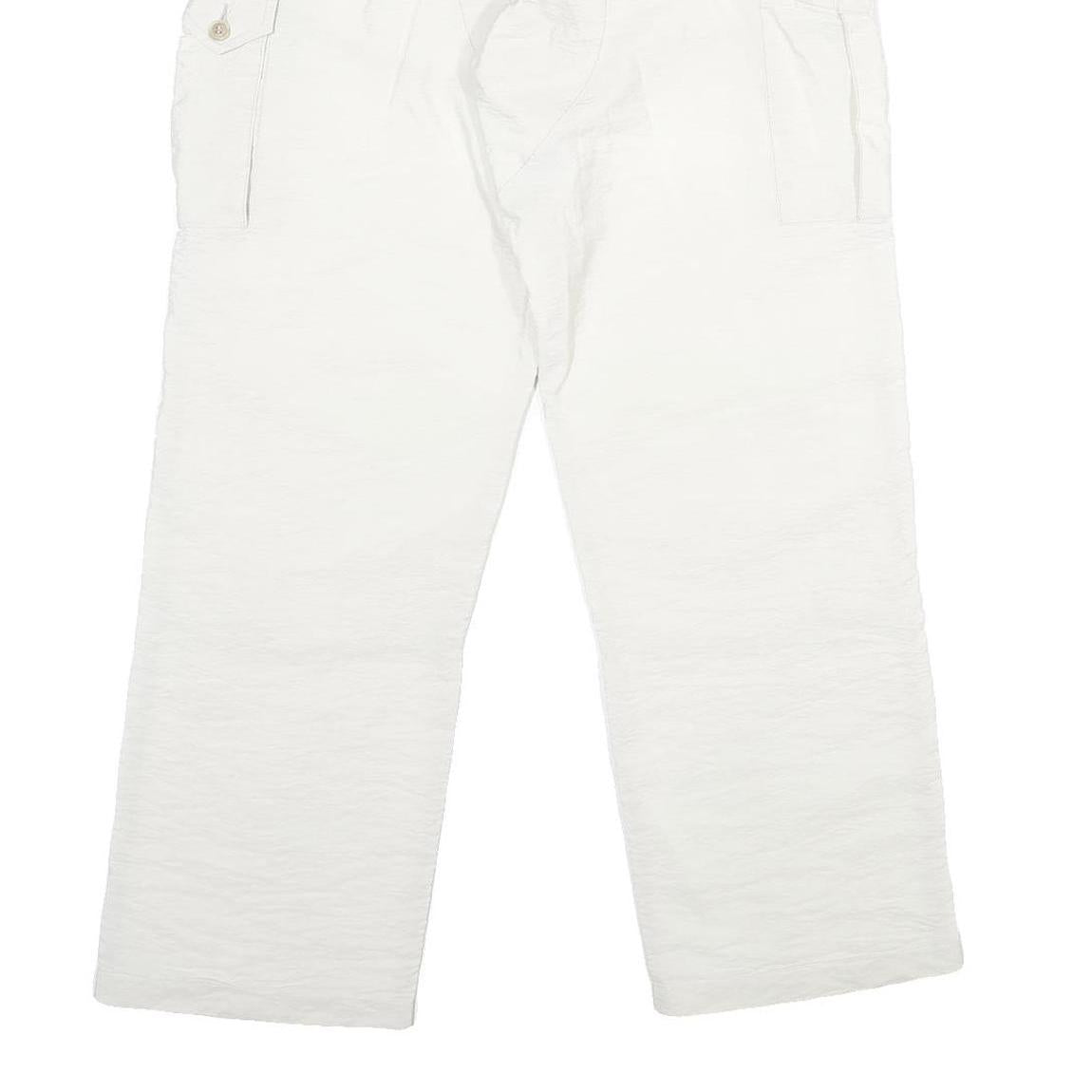 REPLAY Mens Nylon White Regular Cargo Trousers W32 L30 Button Closure