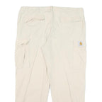 CARHARTT Mens Beige Cotton Blend Relaxed Cargo Trousers W34 L26 Utility Workwear