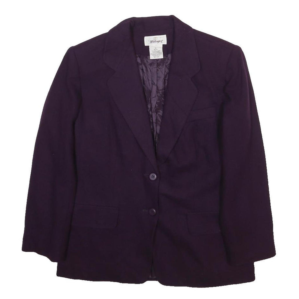 WORTHINGTON Womens Purple Wool Button Jacket S Plain Classic Blazer Tailored