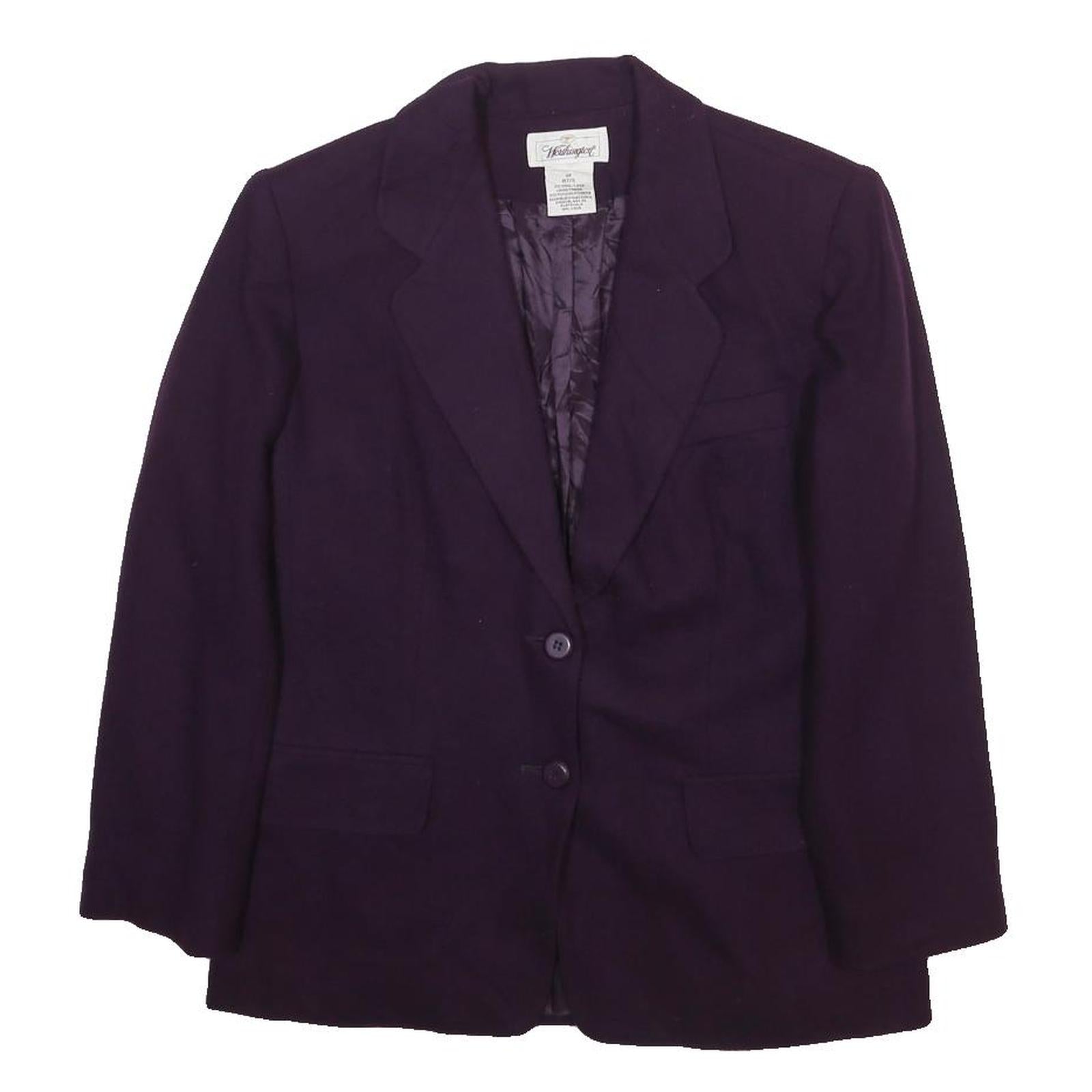 WORTHINGTON Womens Purple Wool Button Jacket S Plain Classic Blazer Tailored