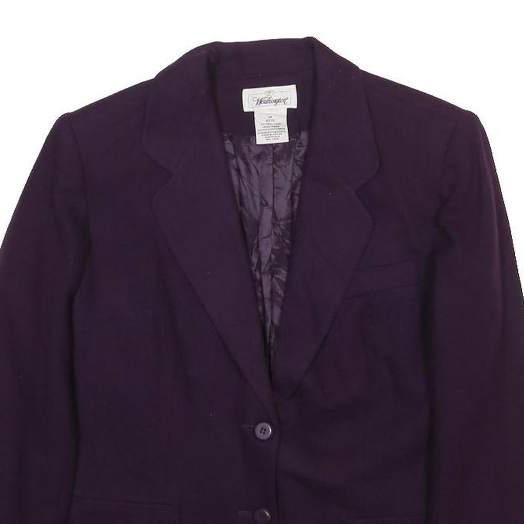 WORTHINGTON Womens Purple Wool Button Jacket S Plain Classic Blazer Tailored
