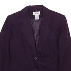 WORTHINGTON Womens Purple Wool Button Jacket S Plain Classic Blazer Tailored