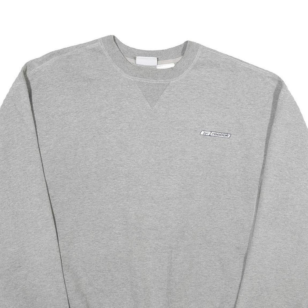 REEBOK Mens Grey Crew Neck 2XL Sweatshirt Cotton Blend Casual Pullover