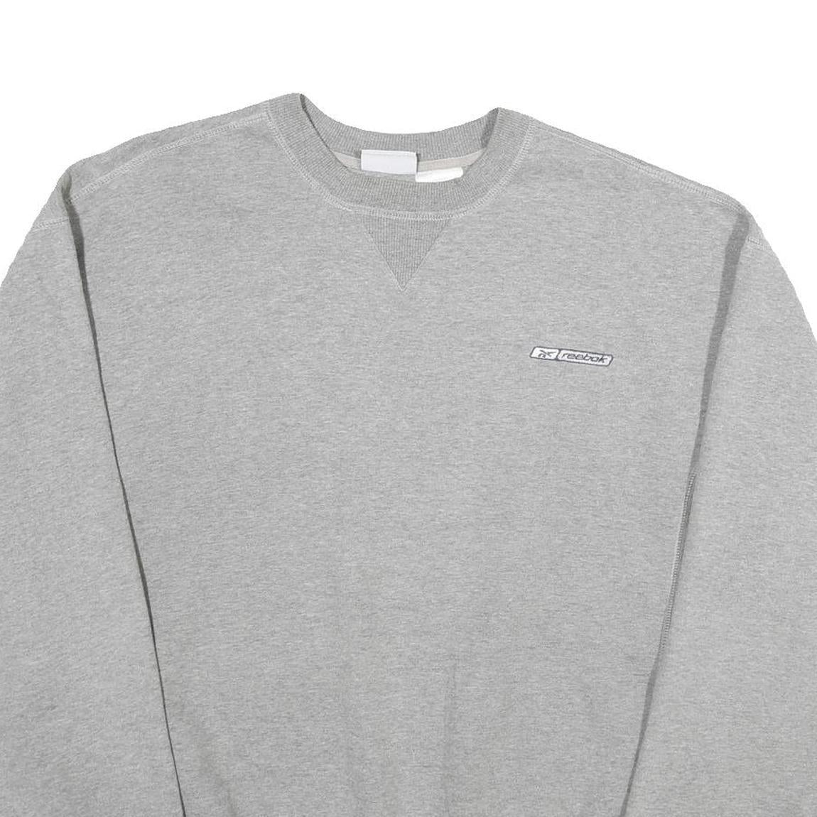 REEBOK Mens Grey Crew Neck 2XL Sweatshirt Cotton Blend Casual Pullover