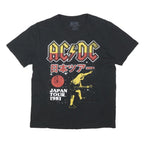 ACDC Mens Black Japan Tour 1981 Graphic T-Shirt M Short Sleeve Crew Neck