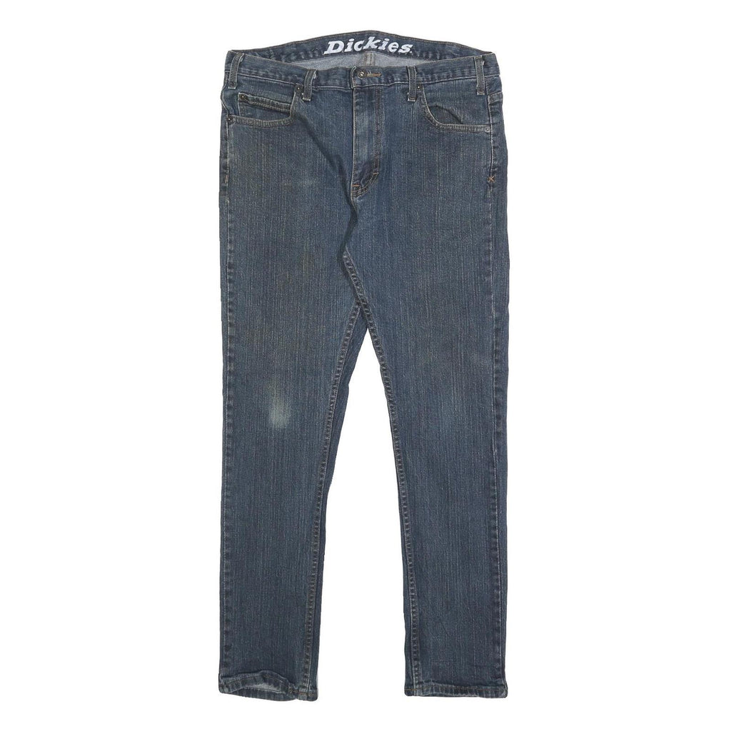 DICKIES Mens Slim Blue Denim Slim Jeans W34 L30 Cotton Blend Zip Casual