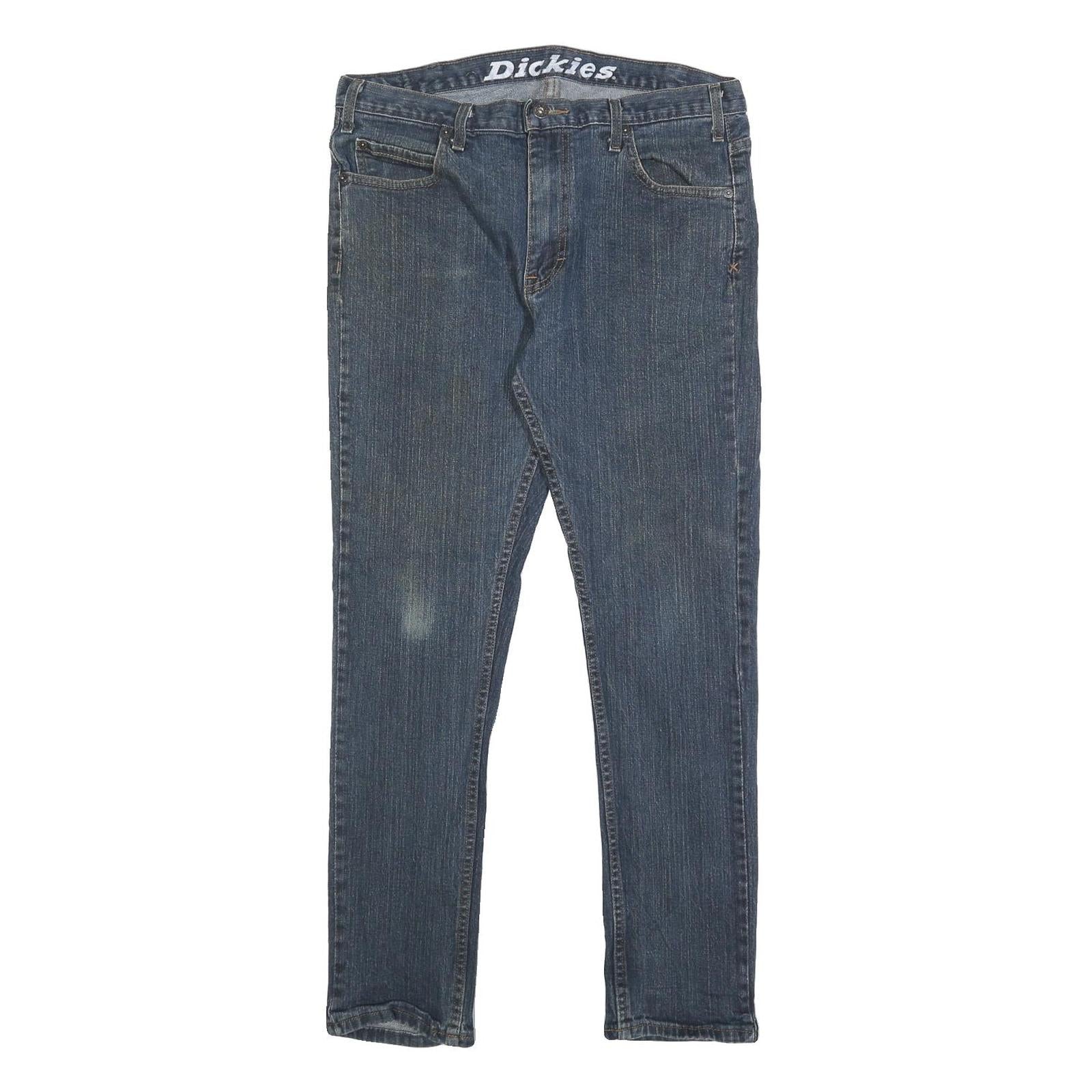 DICKIES Mens Slim Blue Denim Slim Jeans W34 L30 Cotton Blend Zip Casual