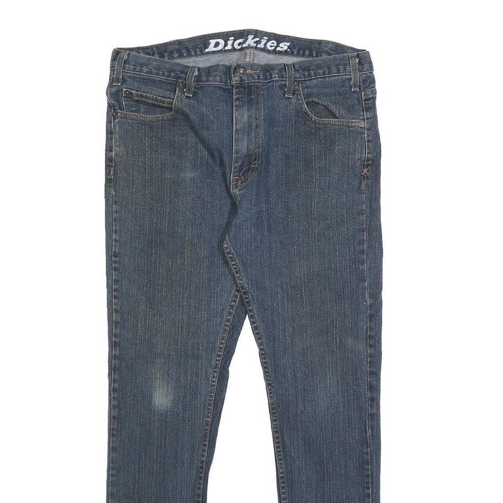 DICKIES Mens Slim Blue Denim Slim Jeans W34 L30 Cotton Blend Zip Casual