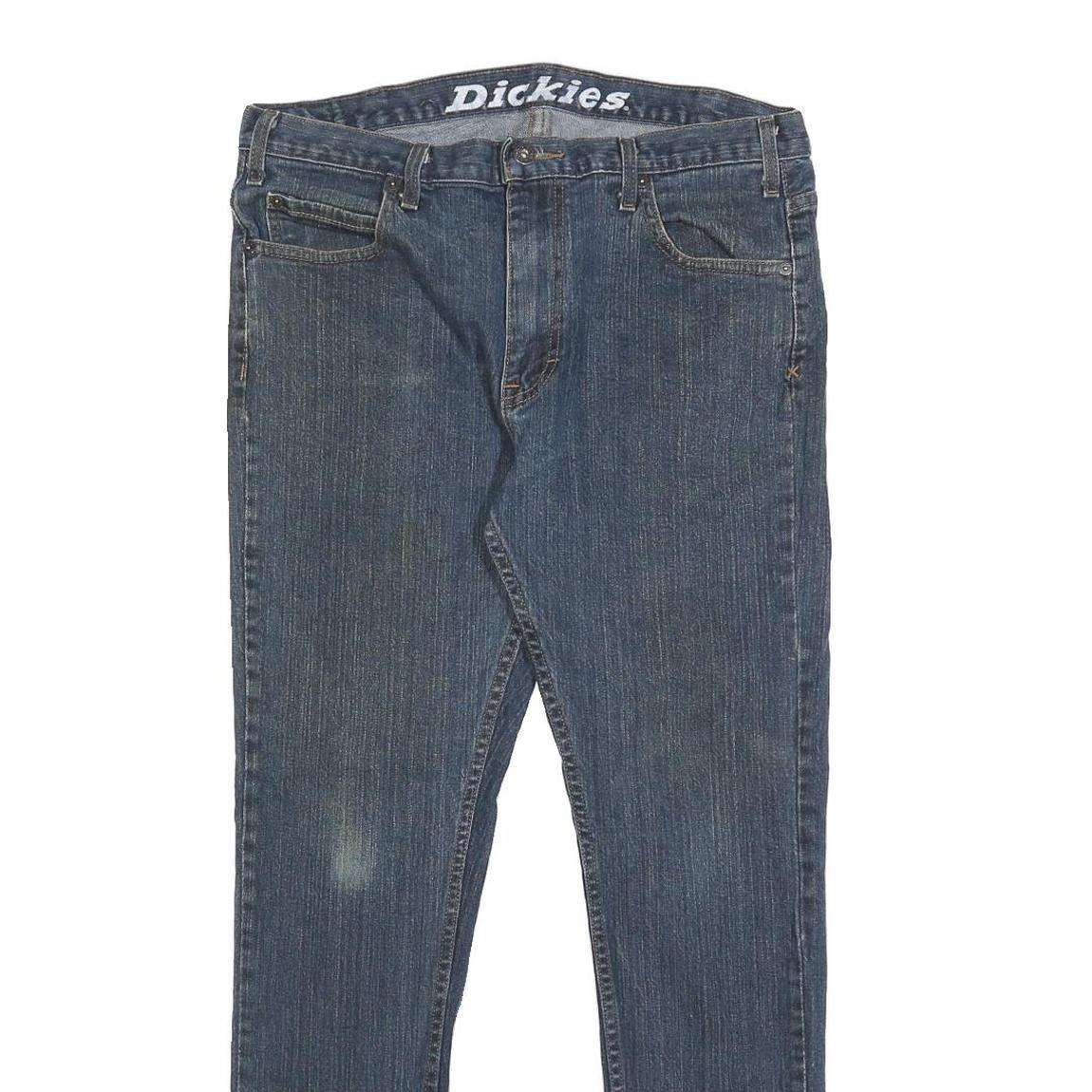 DICKIES Mens Slim Blue Denim Slim Jeans W34 L30 Cotton Blend Zip Casual