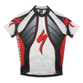 SPECIALIZED Mens White & Black Graphic Cycling T-Shirt XL Short Sleeve Zip Neck